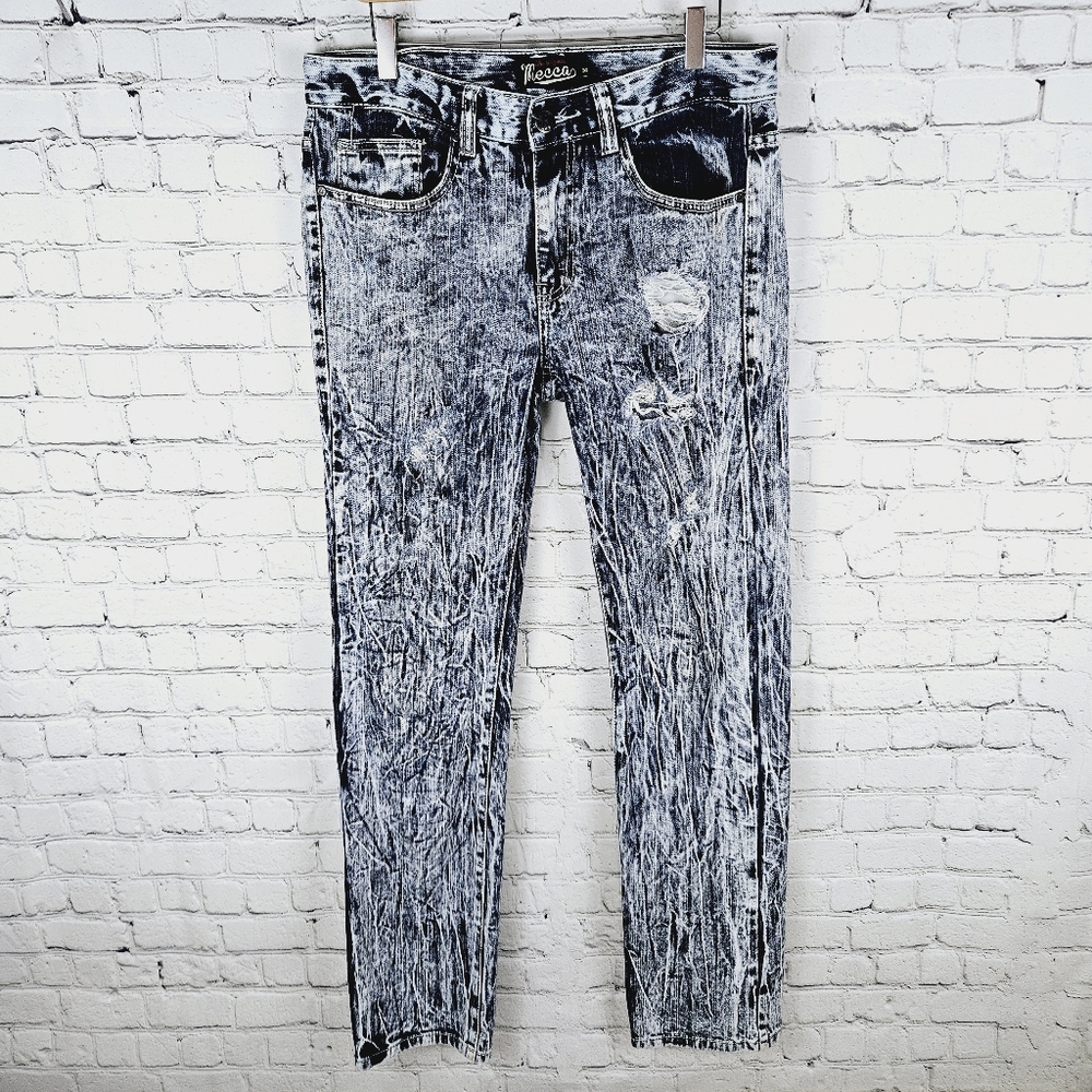 MECCA | slim straight crinkle acid wash jeans